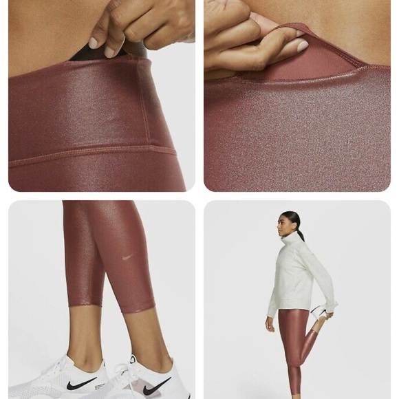 NWT! Women's Nike One Icon Shimmer Leggings - Picture 5 of 6